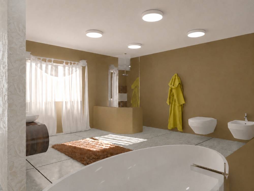 Runde Deckenleuchte im Badezimmer