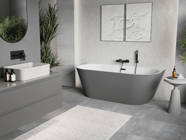 Badezimmer mit 60x60 cm Quadratfliesen