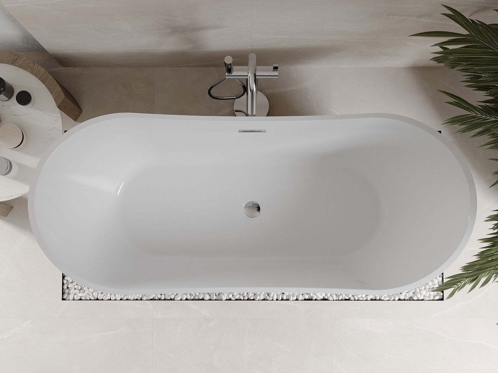 Beige Fliesen im Badezimmer
