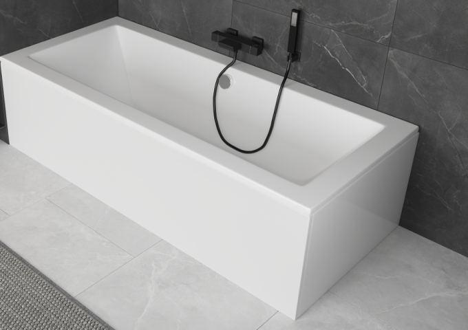 Wall-mounted bathtubs and shower fittings
