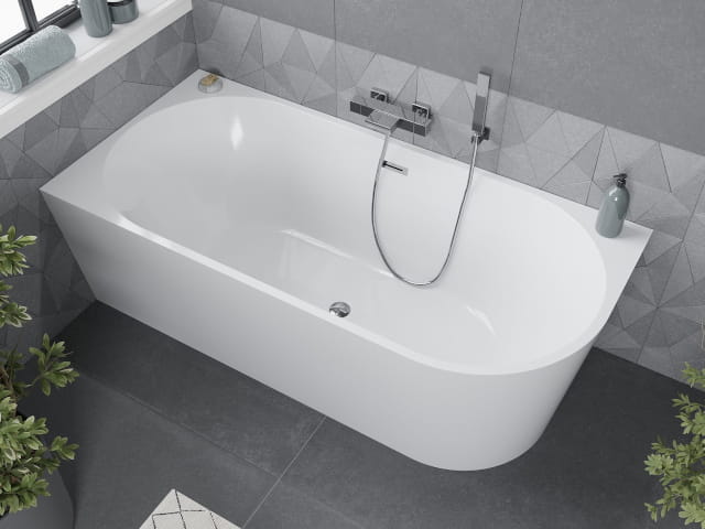 Eckfreistehende Wanne Montage auf der linken Seite