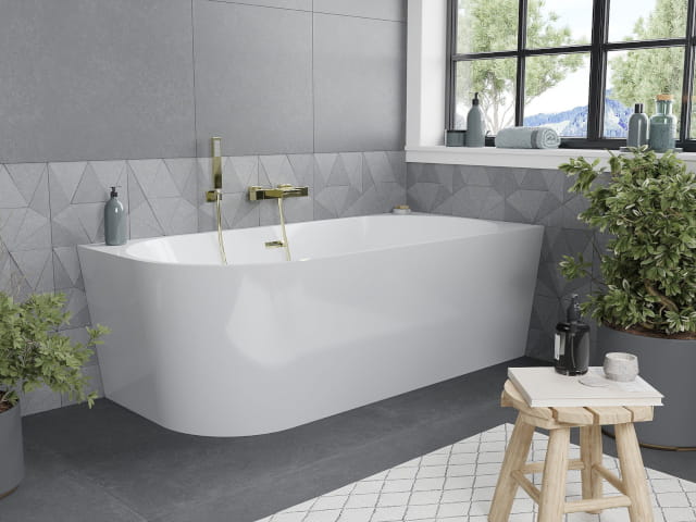 Freistehende Eckbadewanne 180 cm