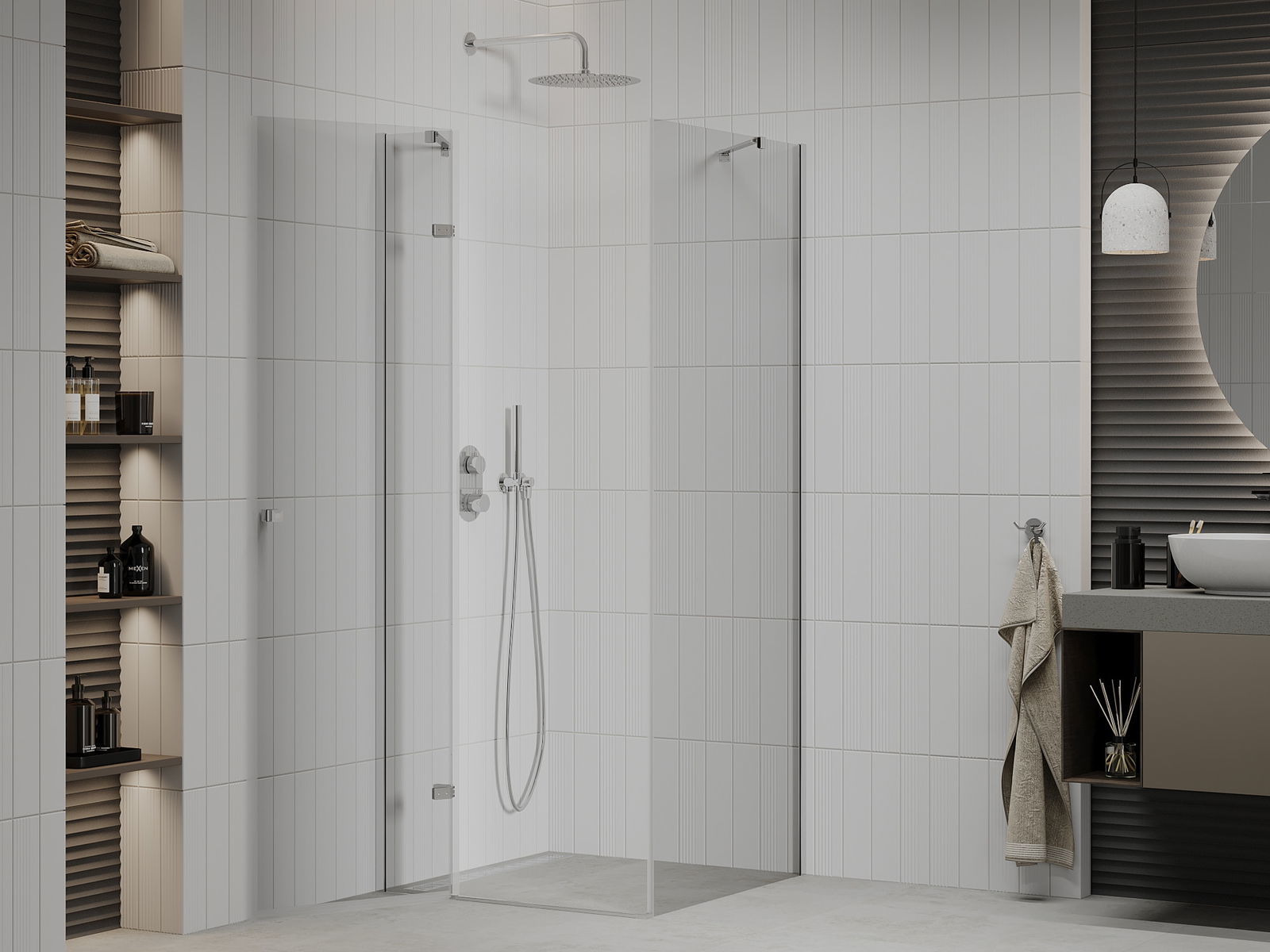schmale Regale im Badezimmer