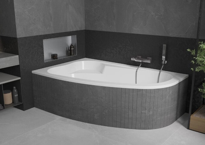 Badezimmer mit Vinylfliesen in Steinoptik