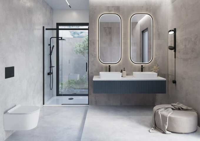 Modernes weißes Badezimmer