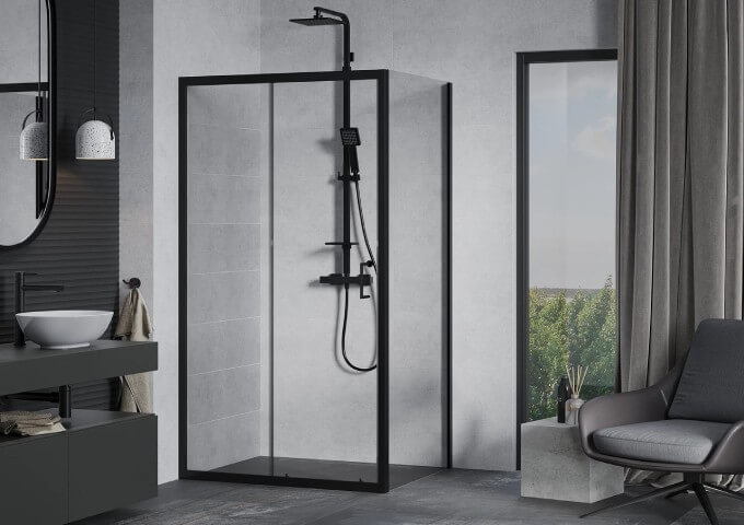 Graues Badezimmer Vinylfliesen Stein