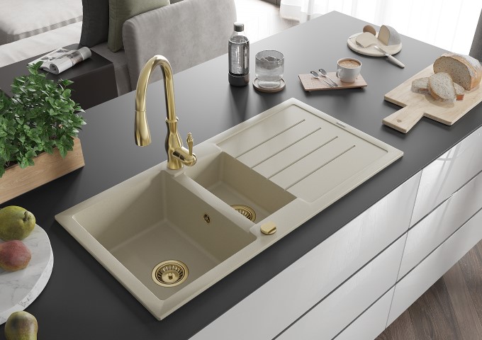 Küchenarmaturen Weiß/Gold