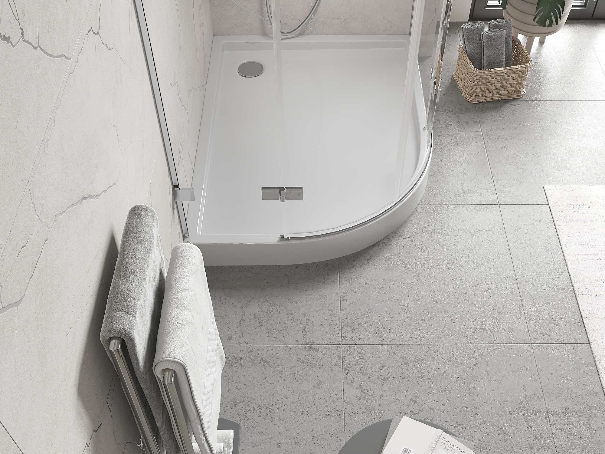 Asymmetrische halbrunde Duschwanne für das Badezimmer