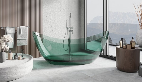 Transparente freistehende Badewanne - Luxus in voller Transparenz