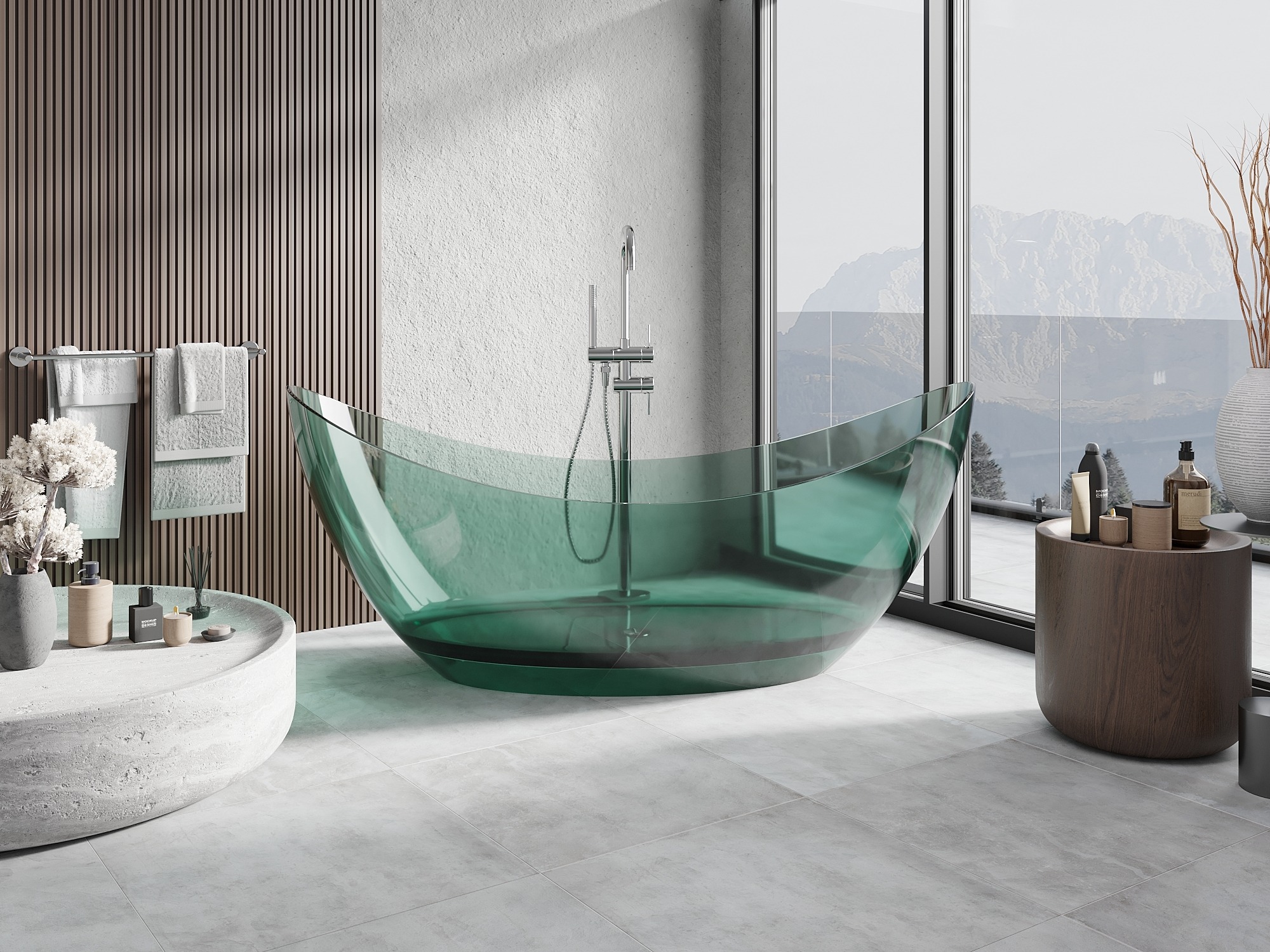 Transparente freistehende Badewanne - Luxus in voller Transparenz