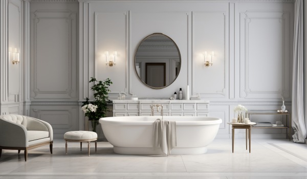 Luxus in sanfter Version - modisches Badezimmer im Glamour-Stil