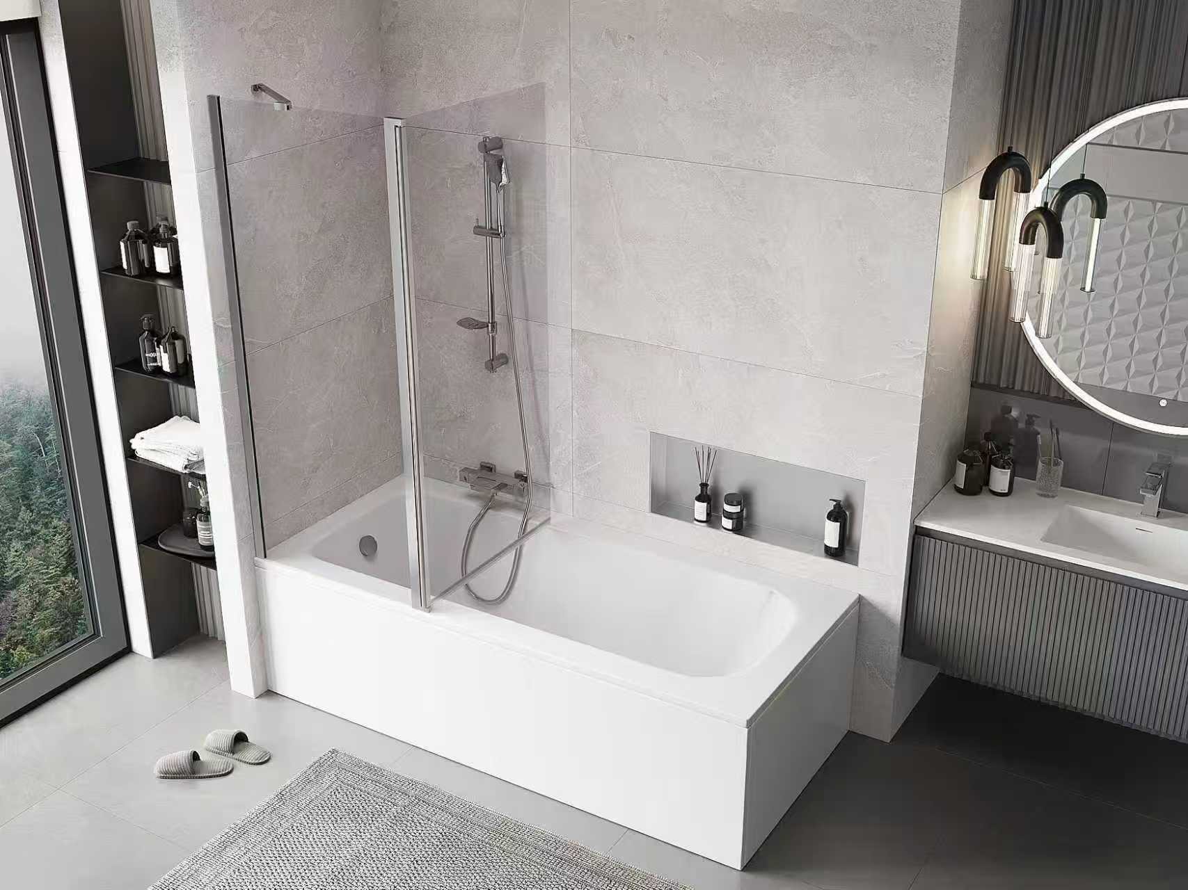Badewanne mit Duschwand – praktische 2-in-1-Lösung