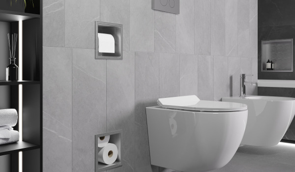 Toilettenpapierhalter mit in die Wand eingebautem Magazin