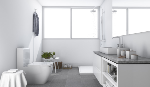 Der Platz für eine rechteckige Duschwanne im Badezimmer