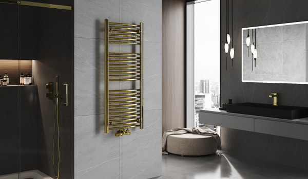 Farbe, Stil und Funktionalität - der goldene Heizkörper im Bad