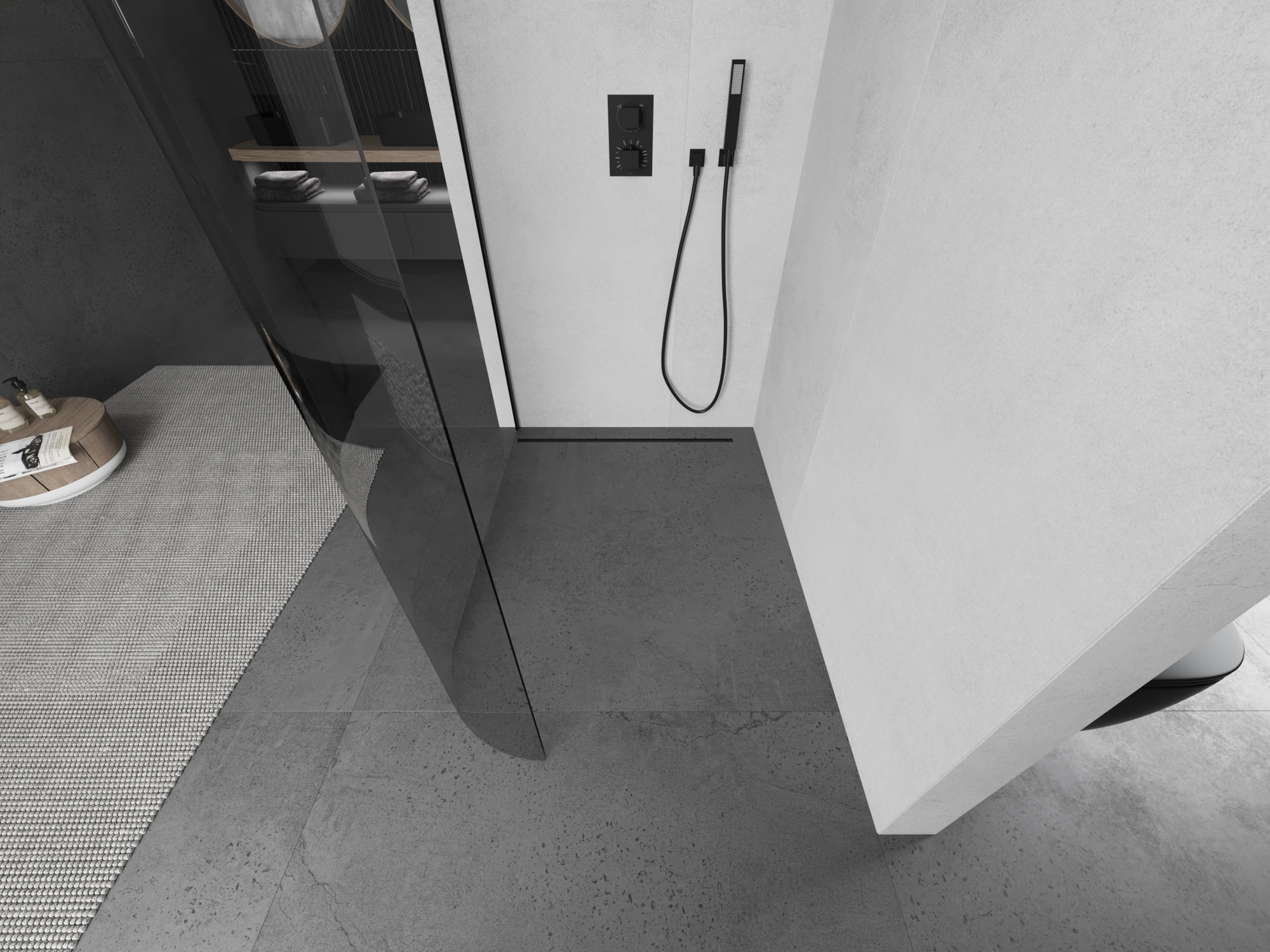Abgerundete Walk-in-Kabine